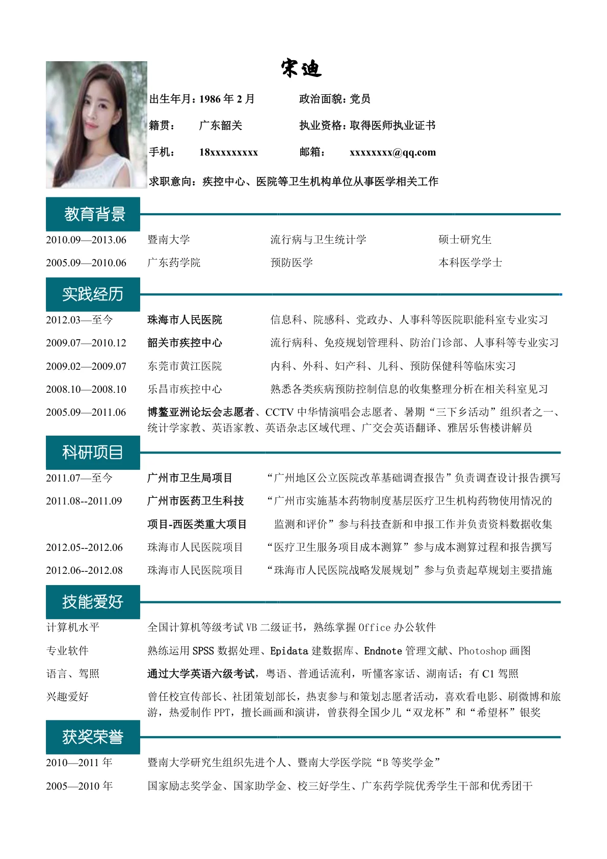 医生求职免费简历模板