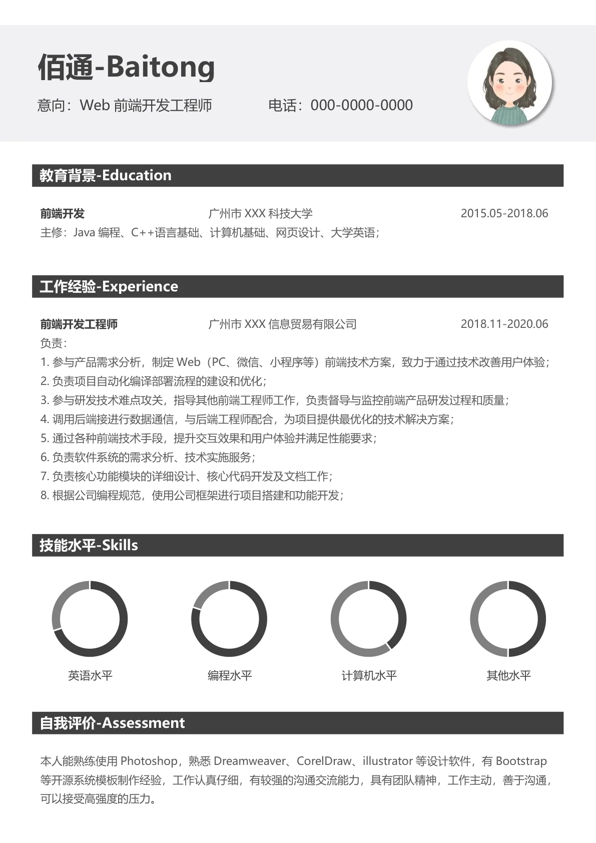 Web前端开发工程师简历模板